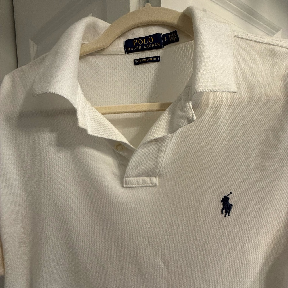 Polo Ralph Lauren White Polo T-shirt Size: S Custom Slim Fit